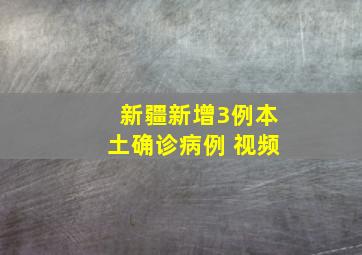 新疆新增3例本土确诊病例 视频